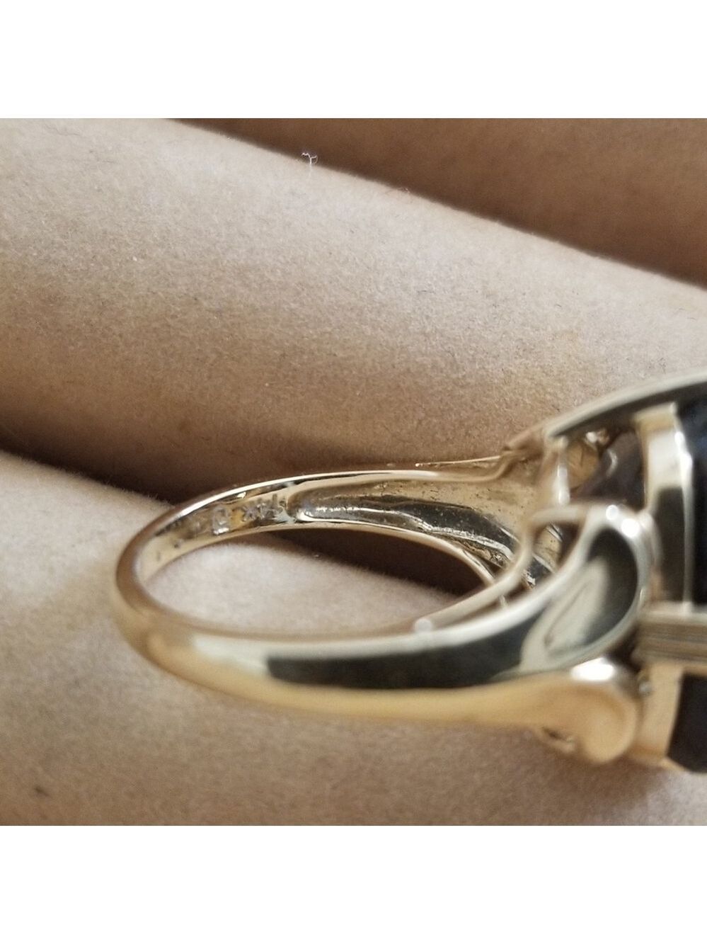 Vintage 14K Gold Smoky Quartz Cocktail Ring, Beautiful Raised Stone Gold ring - Picture 3 of 4